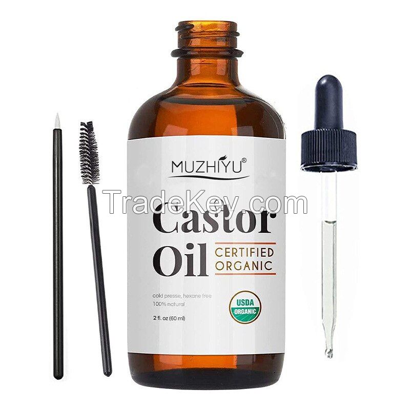 Skin Moisturizer Hexane Free Stimulate Cold Pressed 100% Pure USDA Certified Organic Castor Oil for Eyelashes,Eyebrow,Hair