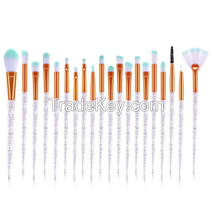Professional Eyebrow Makeup Brushes Set 20pcs Premium Synthetic Bristles Crystal Handle Set