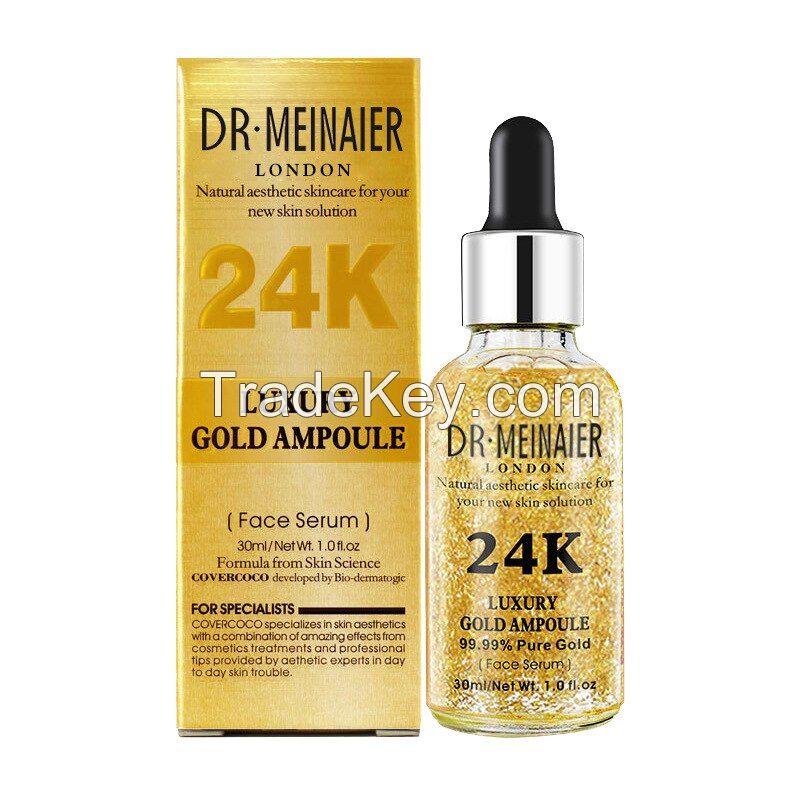 99.9% Pure Gold Foil Essence,24K Gold Anti Aging Face Serum with Hyaluronic Acid to Shrink Big Pores