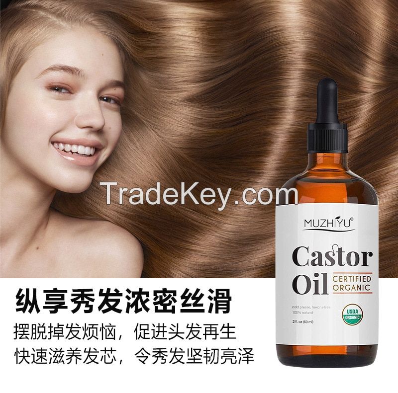 Skin Moisturizer Hexane Free Stimulate Cold Pressed 100% Pure USDA Certified Organic Castor Oil for Eyelashes,Eyebrow,Hair