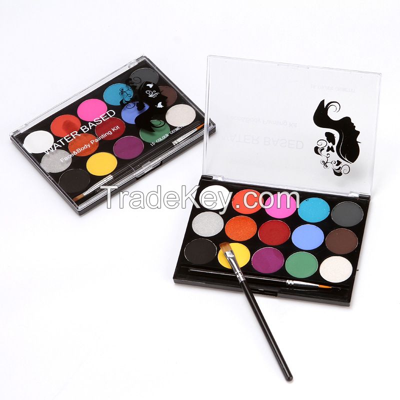 Professional 15 Colors Makeup Palette,Water Based Face & Body Paint for Halloween,Cosplay,Party Costume and Makeup