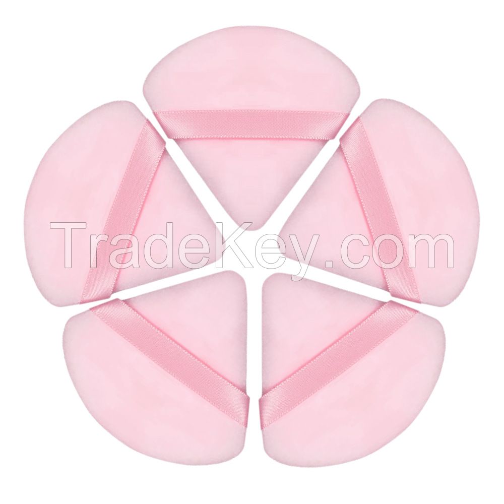 Powder Puff Face Soft Triangle Makeup Puff for Loose Body Powder,Wedge Shape Velour Cosmetic Sponge for Contouring