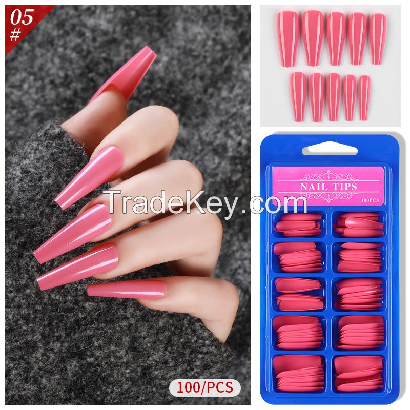 Lady French Style Full Cover Acrylic Artificial Nail Tips with Box for Nail Tips Art Salons and Home DIY
