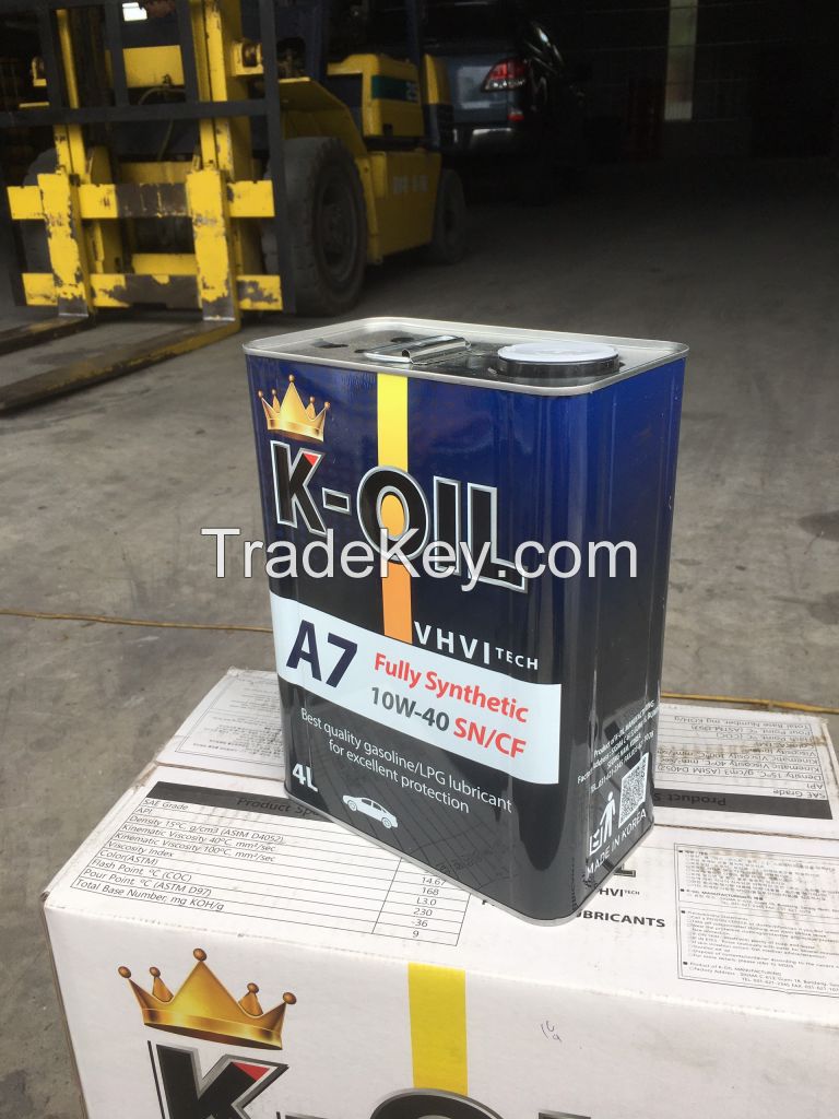 K-Oil A7 motorcycle oil SAE 10W40 API SN/CF outstanding performance engine oil cheap price for industrial use Korea