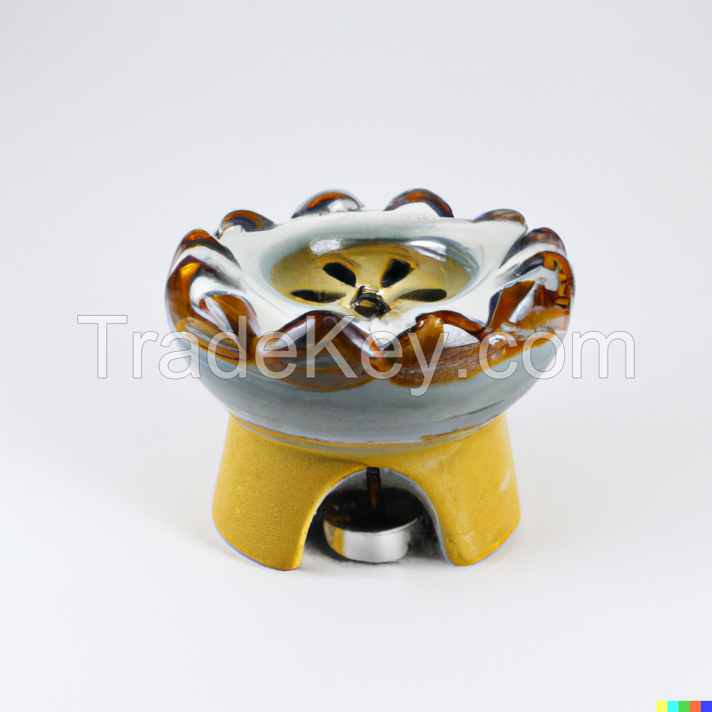 Ceramic Aromatherapy Burner Flower White Brown