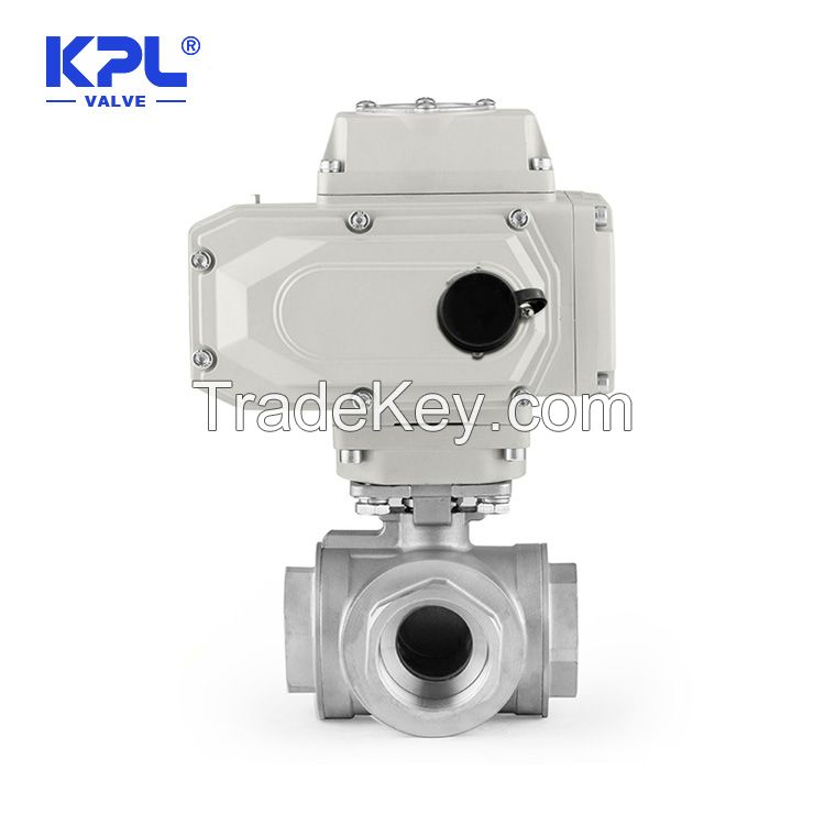 Kepler 3 Way Stainless Steel Threaded Electric Motor Actuated Ball Valve