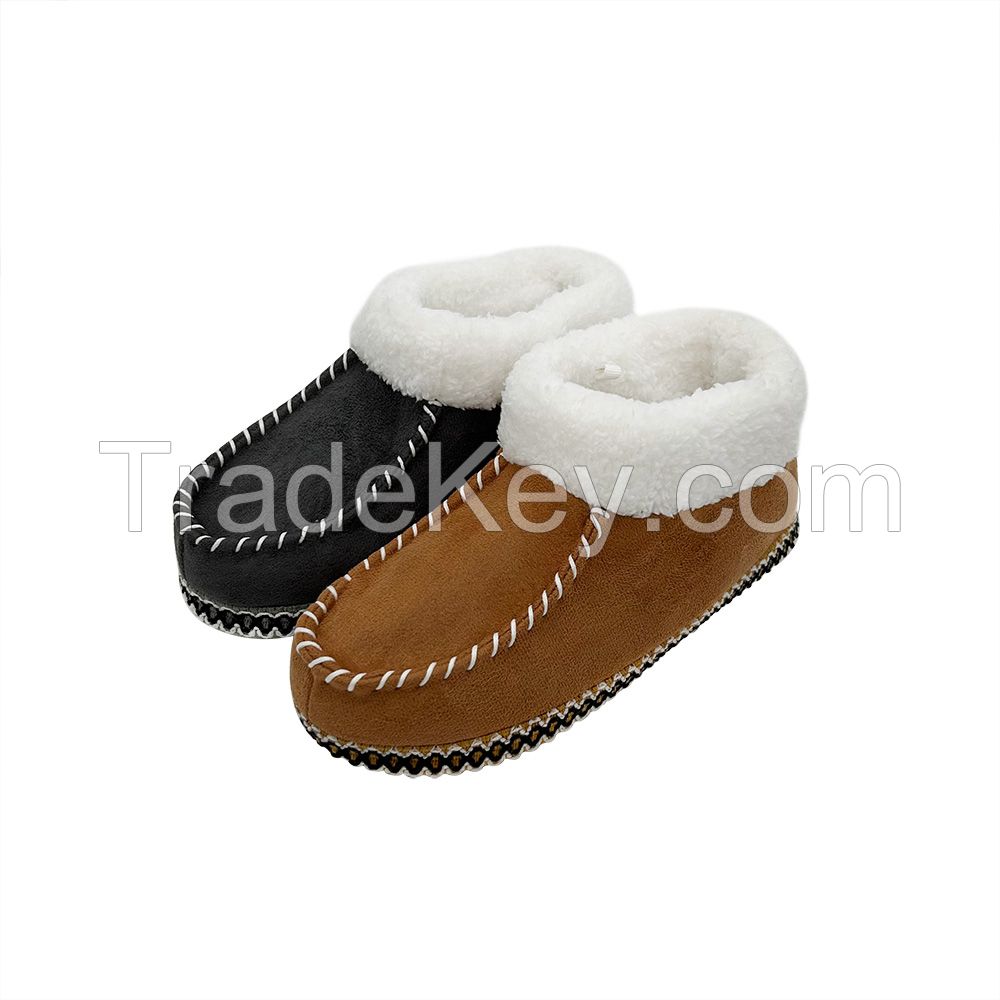 Fashion Faux Fur Lining Casual Microsuede Loafers Moccasins Indoor Slippers For Women Microfiber Moccasin Shoes