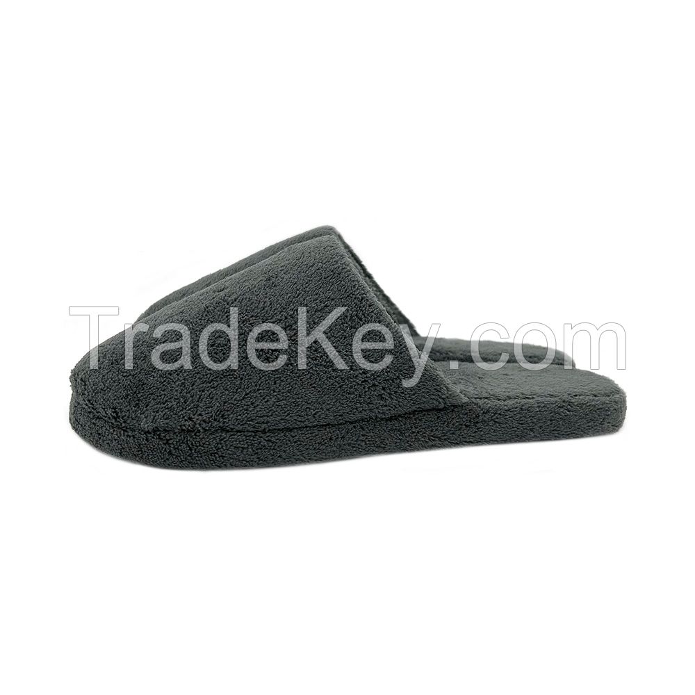 Custom Comfortable Soft Solid Color Fiber Slippers Non Slip Simple Men's Indoor Slippers