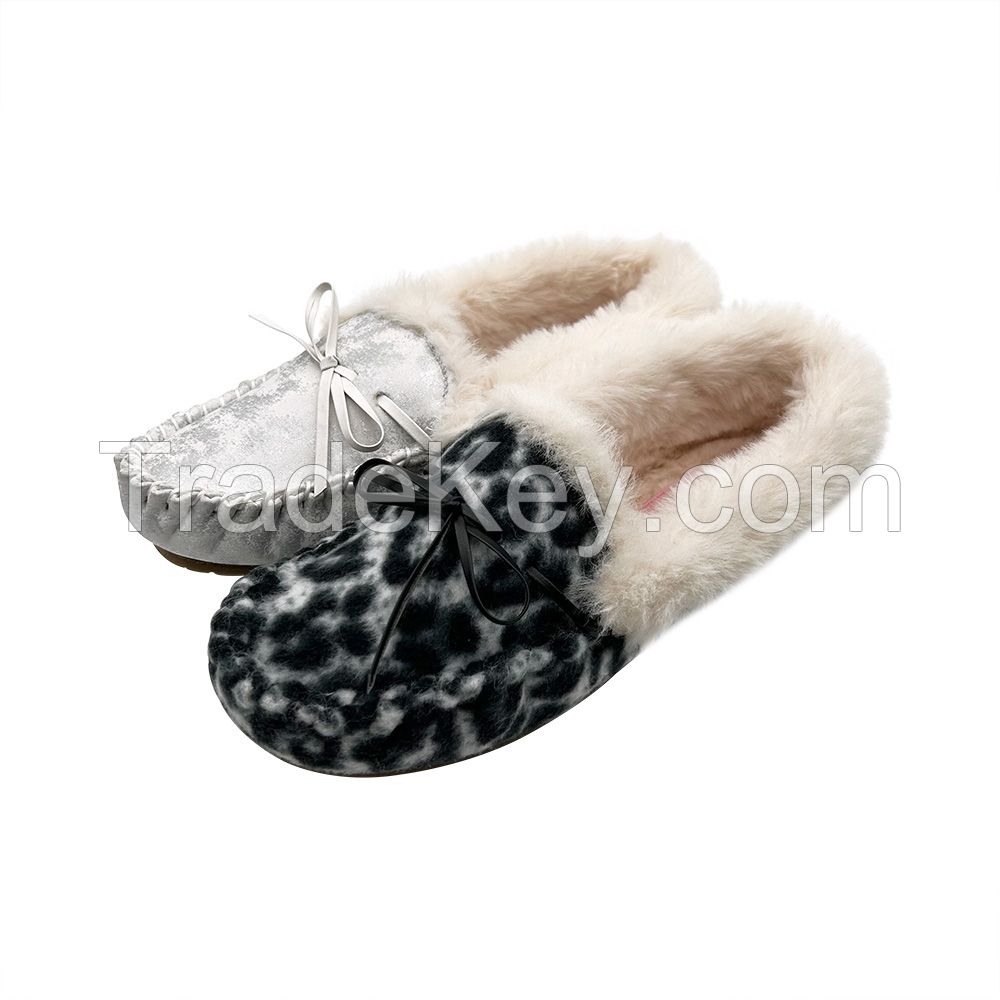 High Quality Customised Thermal Women's Winter Snow Boots Microfiber Fur Lined Casual Faux Fur Moccasin Loafer Slippers
