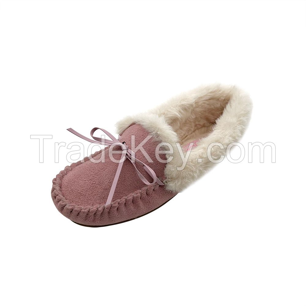 High Quality Customised Thermal Women's Winter Snow Boots Microfiber Fur Lined Casual Faux Fur Moccasin Loafer Slippers