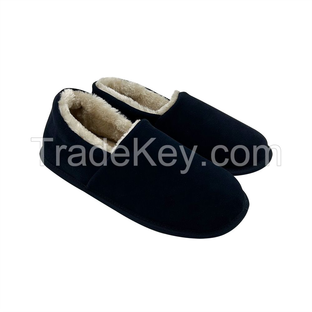 Custom Winter Comfy Suede Leather Men's Indoor And Outdoor Handmade Non-slip Faux Fur Scuff Fluffy Slippers