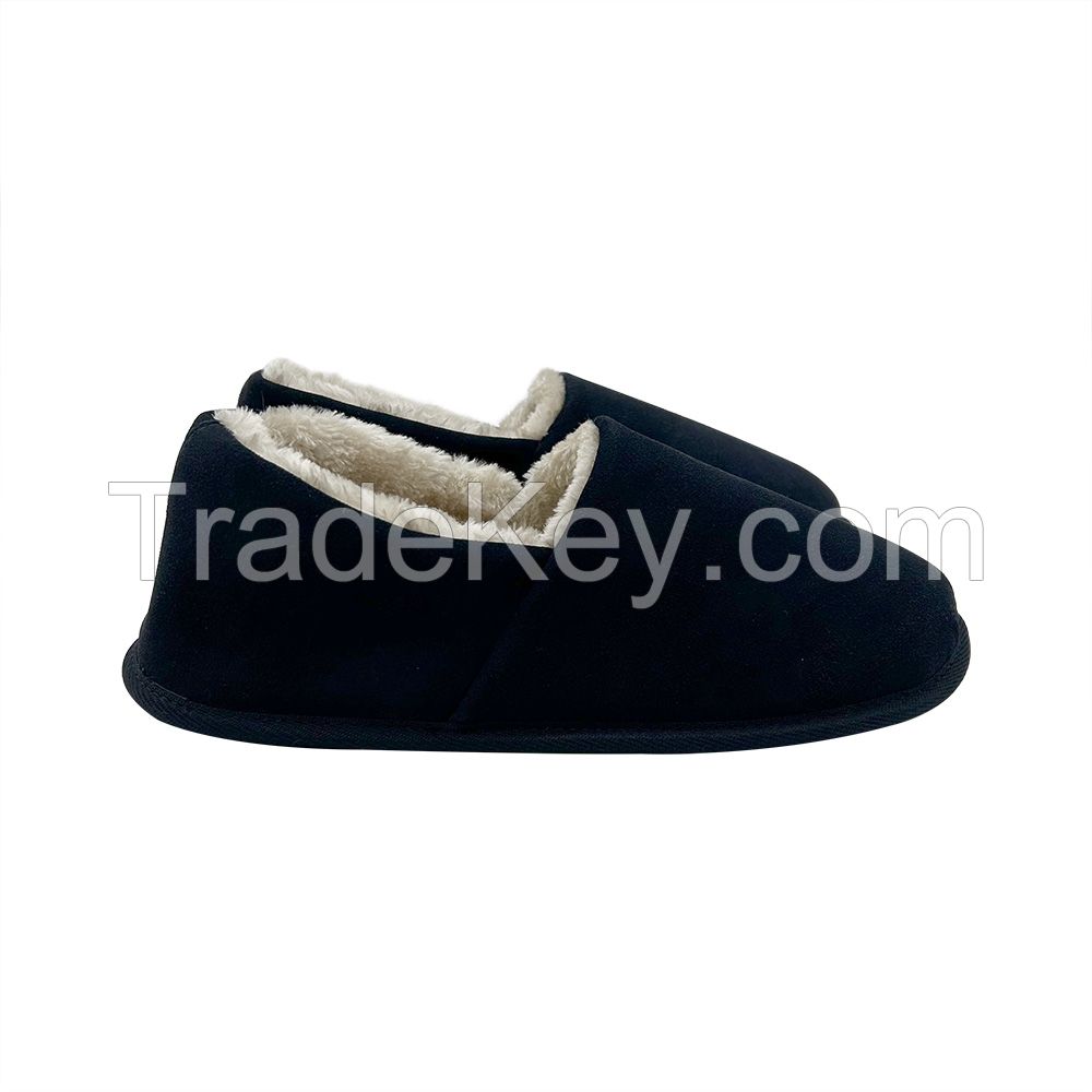 Custom Winter Comfy Suede Leather Men's Indoor And Outdoor Handmade Non-slip Faux Fur Scuff Fluffy Slippers