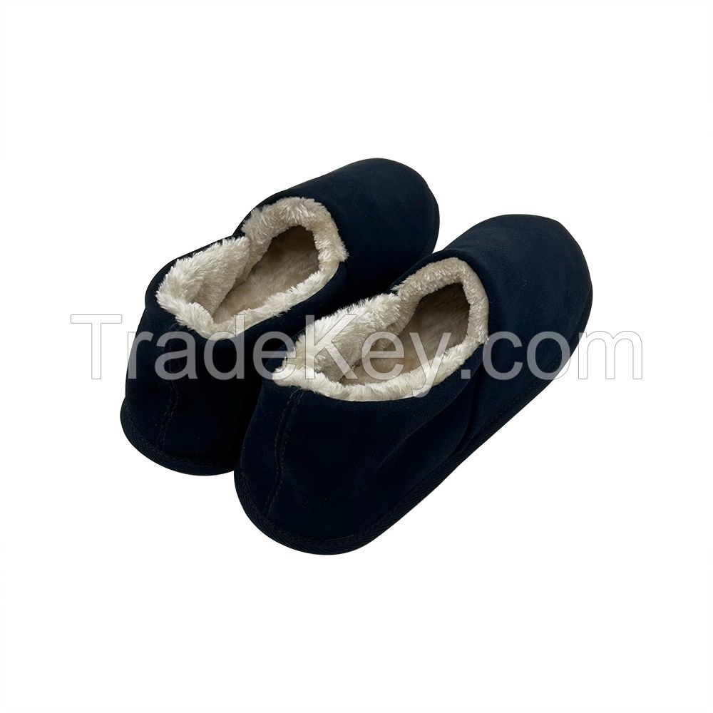 Custom Winter Comfy Suede Leather Men's Indoor And Outdoor Handmade Non-slip Faux Fur Scuff Fluffy Slippers