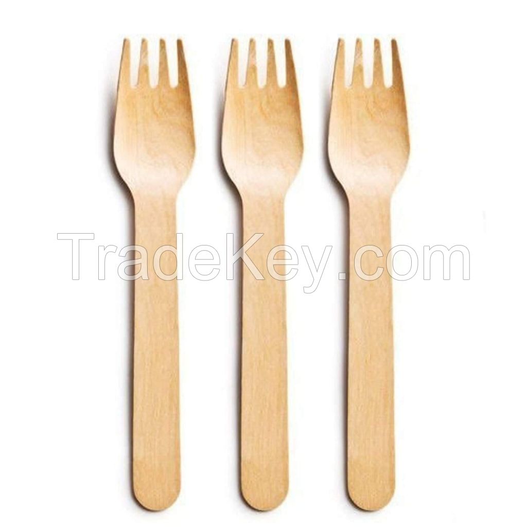 Wholesale Forks Spoons Knives Set Single use Wooden Cutlery 3 In 1 Disposable Wooden Cutlery Camping Travelling