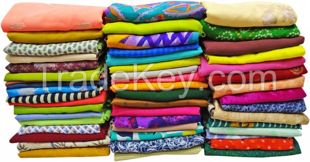 Saree Wholesale Vintage Recycled Used Saree Multicolor Home DÃ©cor Assorted Fabric Combo Sewing Craft Fabric Multicolor Wholesale Lot Sari