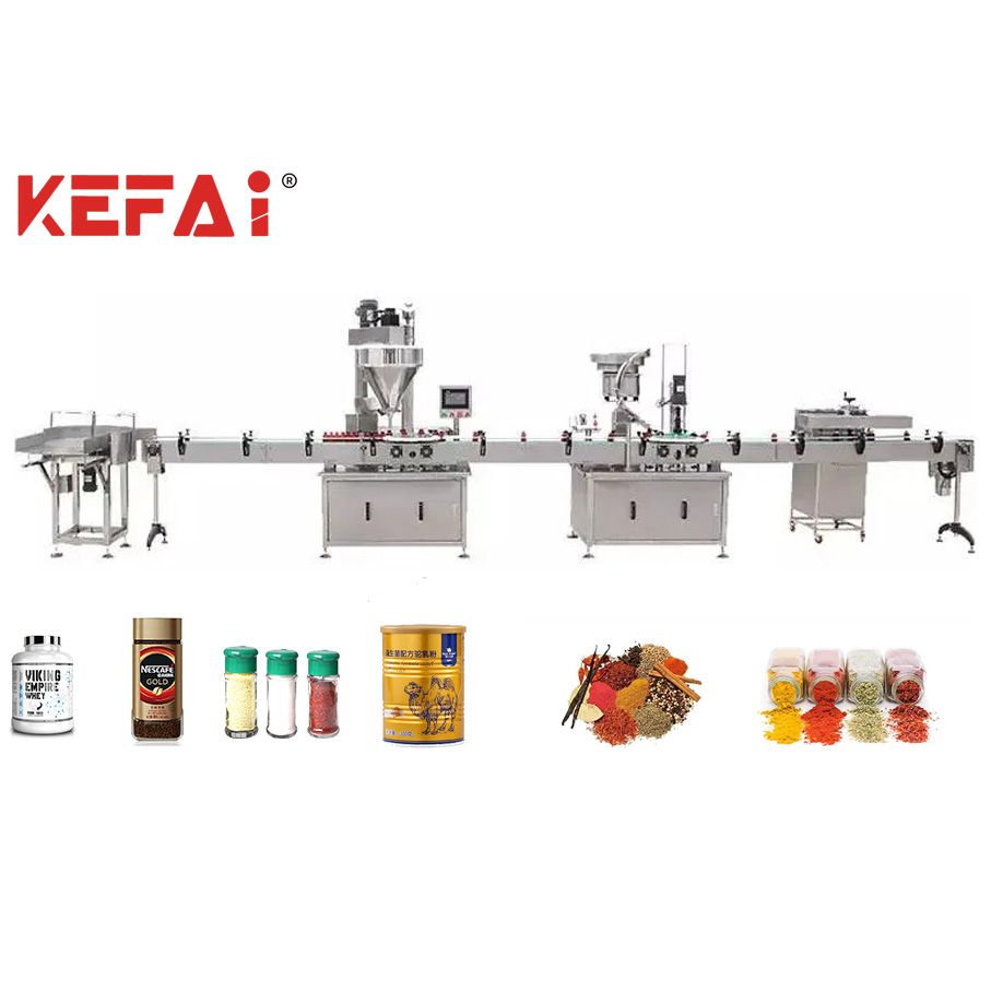 KEFAI Full Automatic Powder food screw cap filling machine production line packing machine