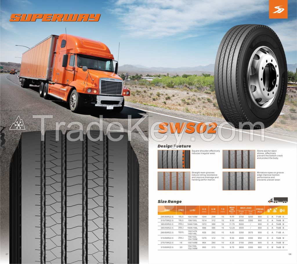 High Quality Superway Thailand Made 315/80r22.5 385/65r22.5 Tuck and Bus Tyre Tire