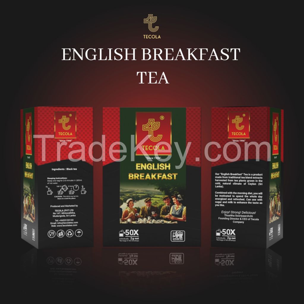 Tecola English Breakfast Tea - 50 Tea Bags - 100g