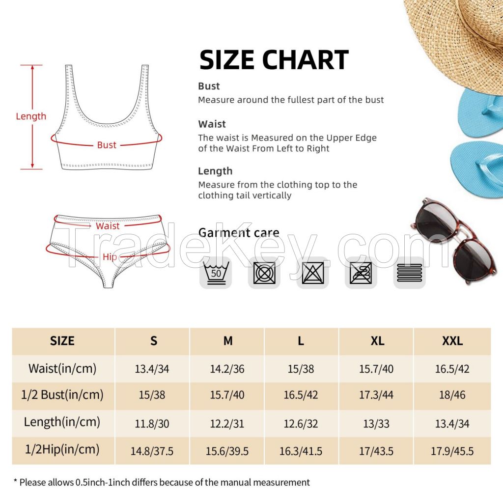 Customized Two-Piece Sport Swimsuit, Full-Print Design Polyester Materi