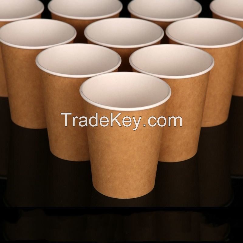 8oz 9oz 12oz Custom Printed PE Coated Kraft Double Wall Paper Cup Wholesale Coffee Cup