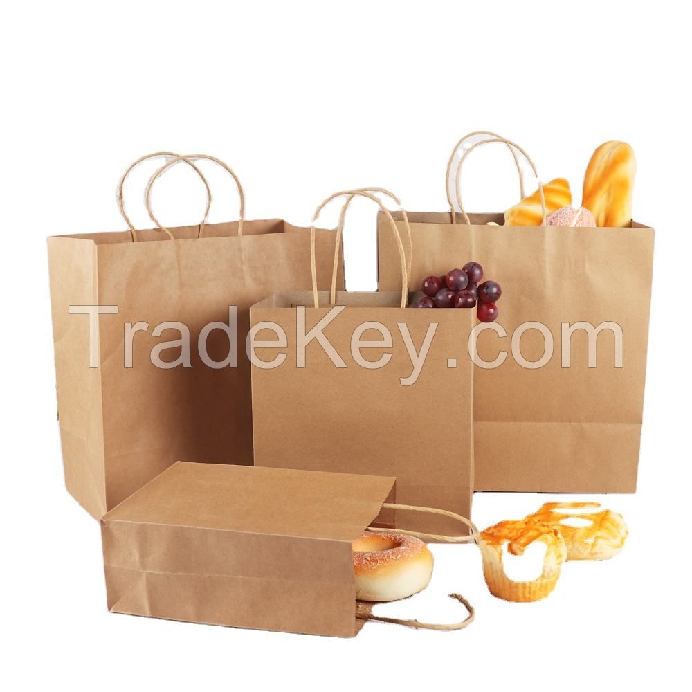 custom design brown kraft paper craft shopping Bags christmas party children gift paper bags
