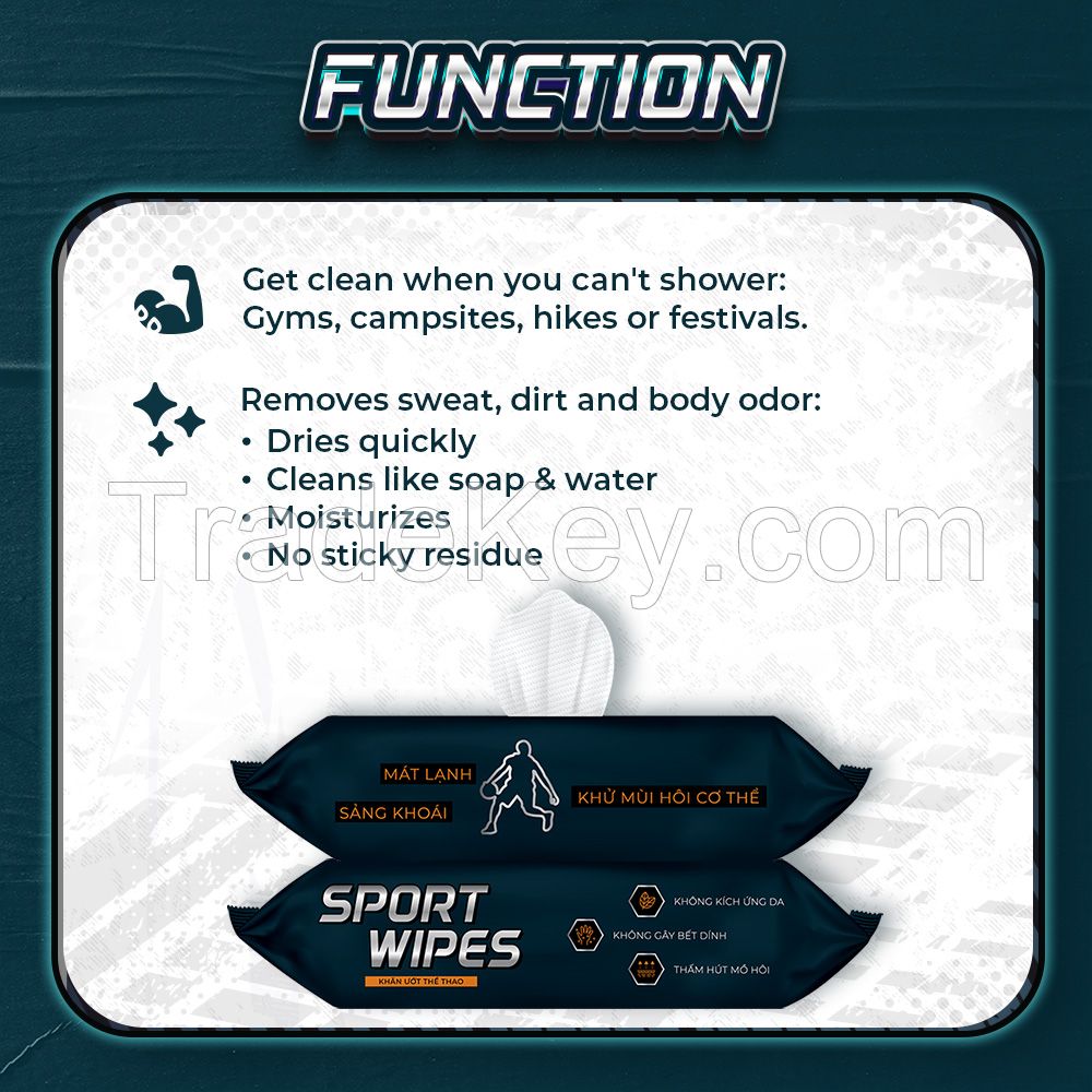 Sport Wipes Non-woven Spunlace High Quality From Vietnam Ecowipes Removes Sweat, Dirt And Body Odor