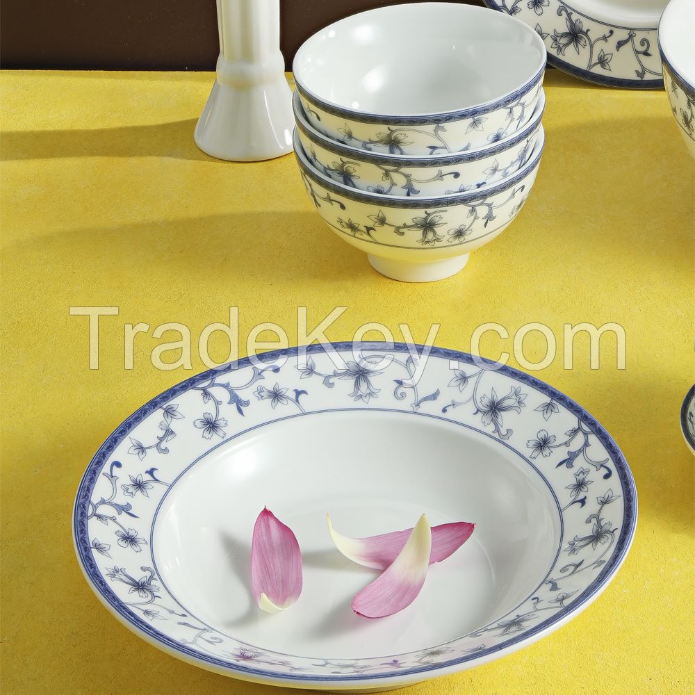 OEM Porcelain Blue flower A01 pattern Dinnerware Tableware Sets with 8 or 11 items made in Viet Nam wholesale manufacturer