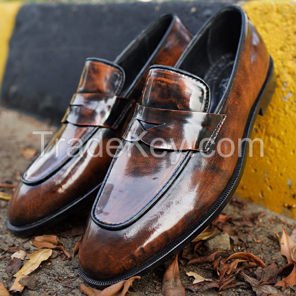 Leather Handmade loafer shoes for men's