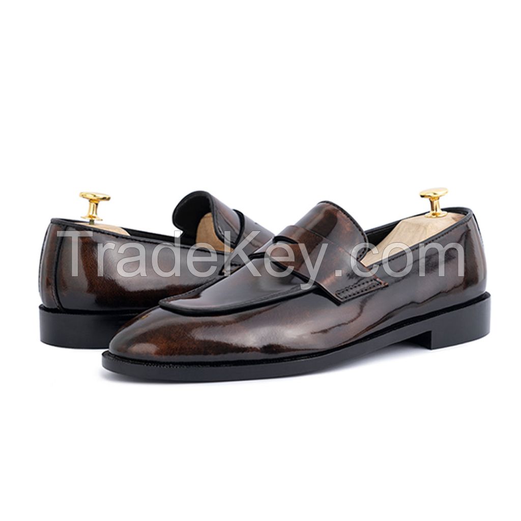 Leather Handmade loafer shoes for men's