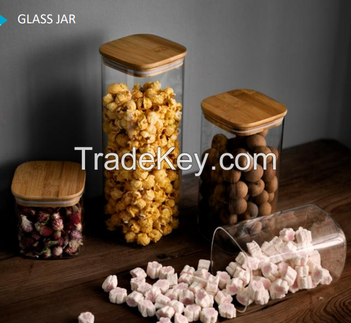 Glass Canister With Wood Lid Glass Lid Plastic Lid