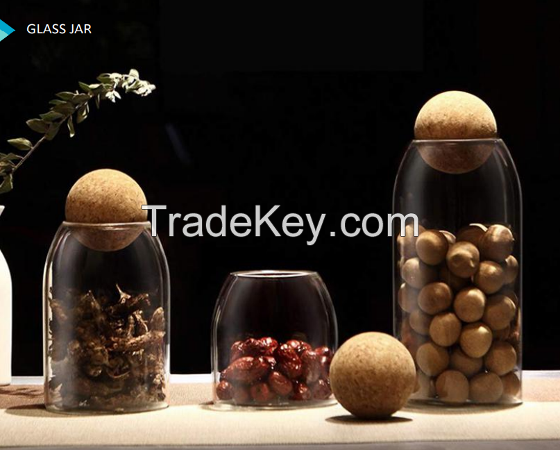 Glass Jar Canister With Cork Ball Lid