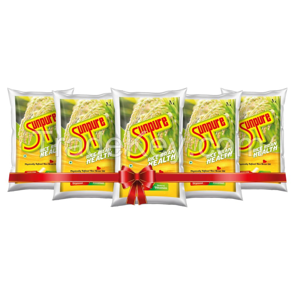 SUNPURE RICE BRAN OIL - 1L (Pack Of 5)