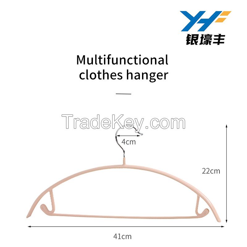 Coat hanger dip plastic semi-circle seamless clothes hanger storage thick clothes support non-slip stainless steel adult household clothes rack wholesale