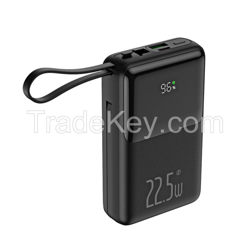 Super fast charging PD22.5W Power bank 20000mAhw with built in cables