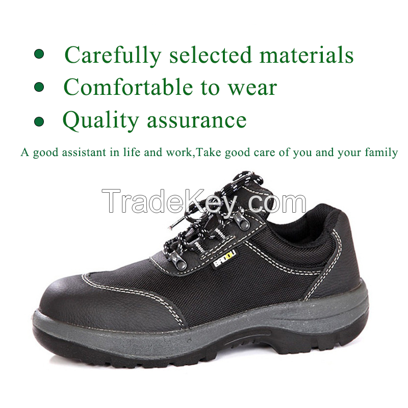 Durable Anti-Slip Safety Work Boots for Men, Heavy-Duty Labor Protection Shoes, Oil-Resistant Impact-Resistant Steel Toe Cap, Comfortable Breathable for Construction/Industrial Use - Black