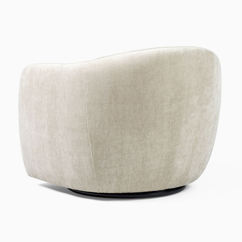 Yimi White Velvet Addie Swivel Armchair