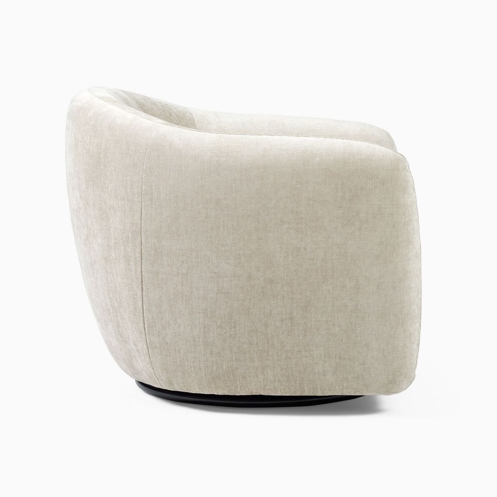 Yimi White Velvet Addie Swivel Armchair