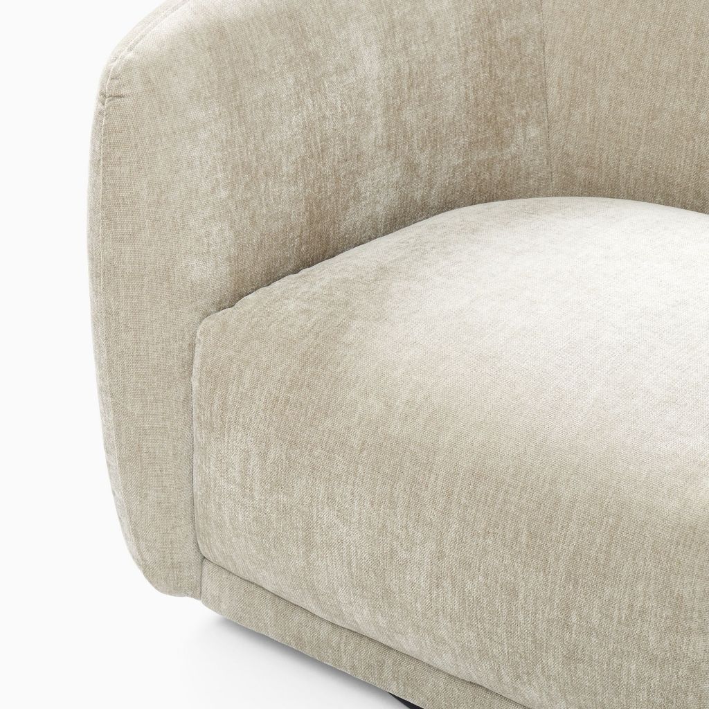 Yimi White Velvet Addie Swivel Armchair