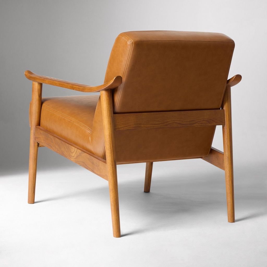 Yimi - Mid-Century Leather Show Wood Chair
