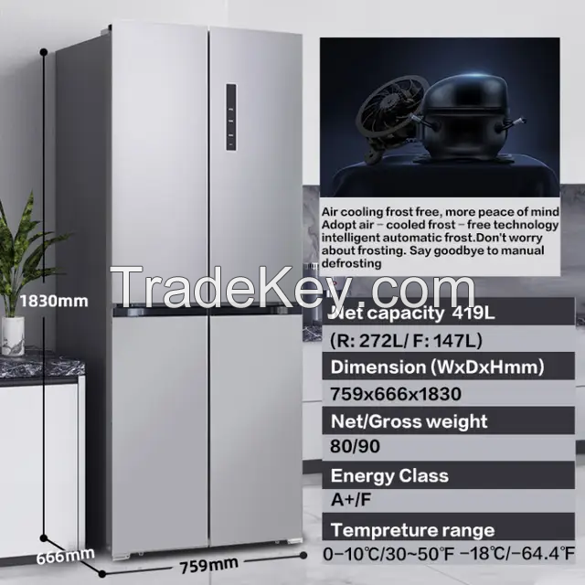 Luxury high quality cross door large capacity home use smart refrigera