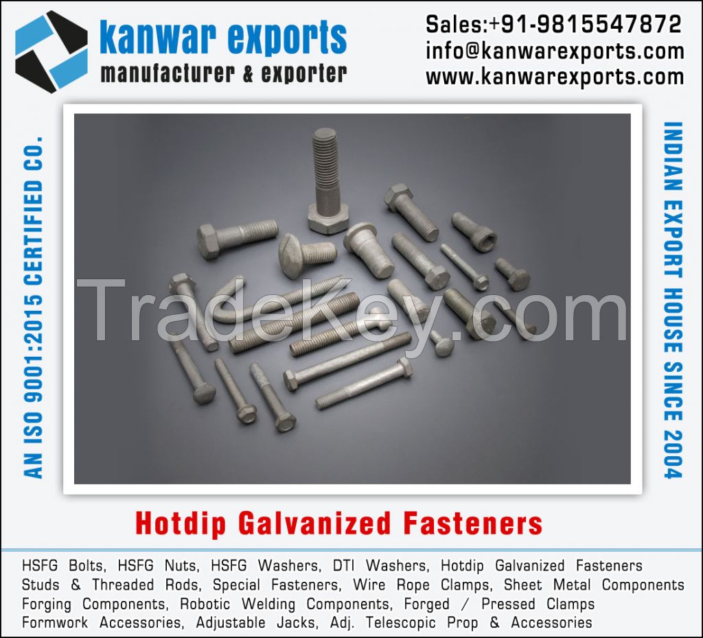 Hotdip Galvanized Fasteners manufacturers exporters in India 