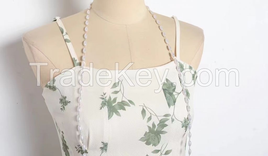 French vintage floral suspender skirt