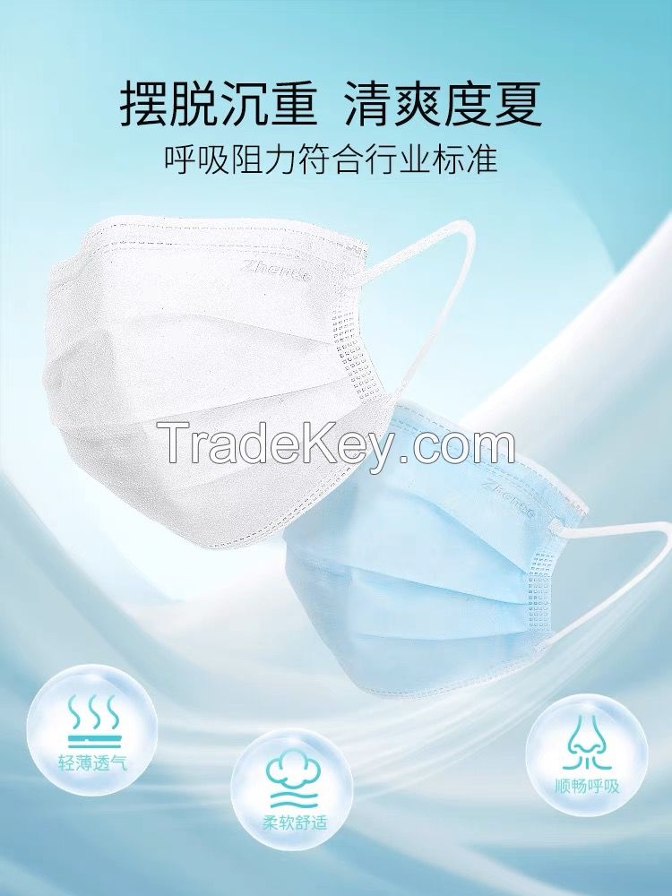 LeFu White medical surgical mask with three layers of protection for women, disposable, high appearance, small face, adults and children