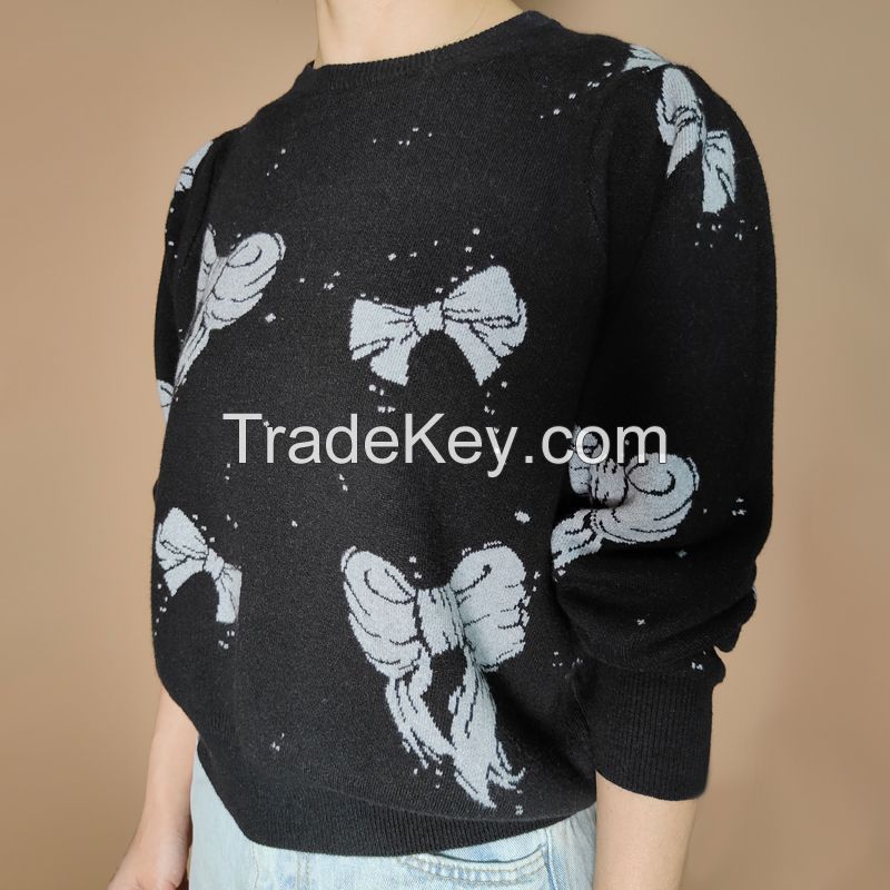 women high quality cotton jacquard sweaters