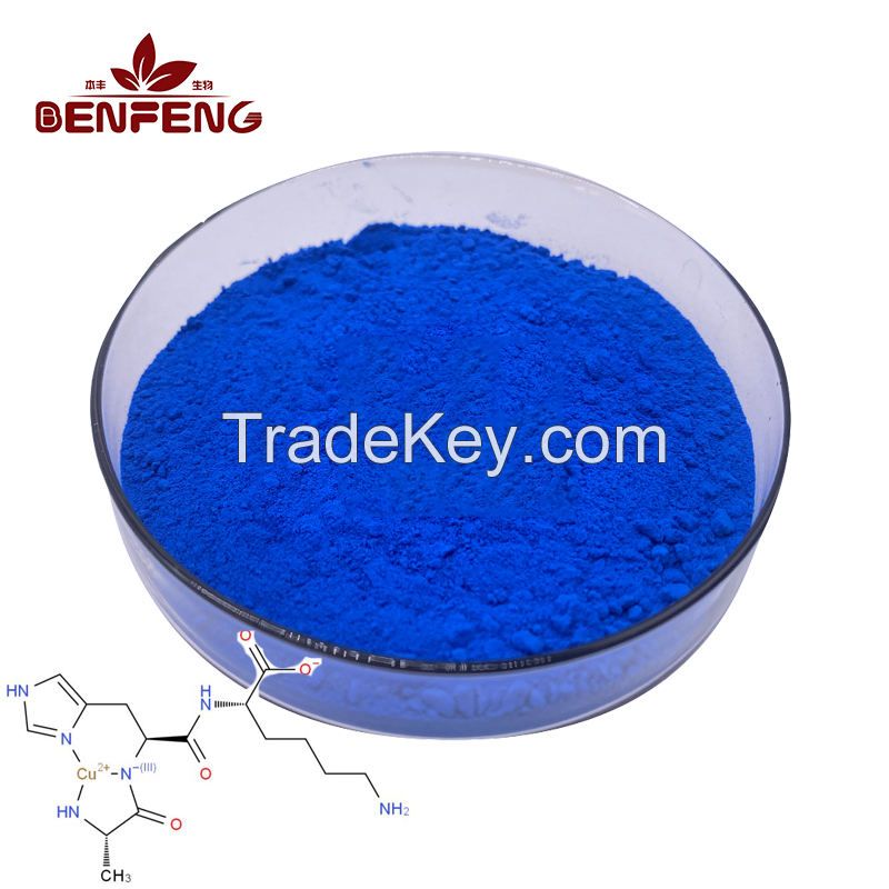 Bulk Cosmetic Grade Anti-aging 99% GHK-Cu CAS 49557-75-7 Blue Copper Peptide Powder