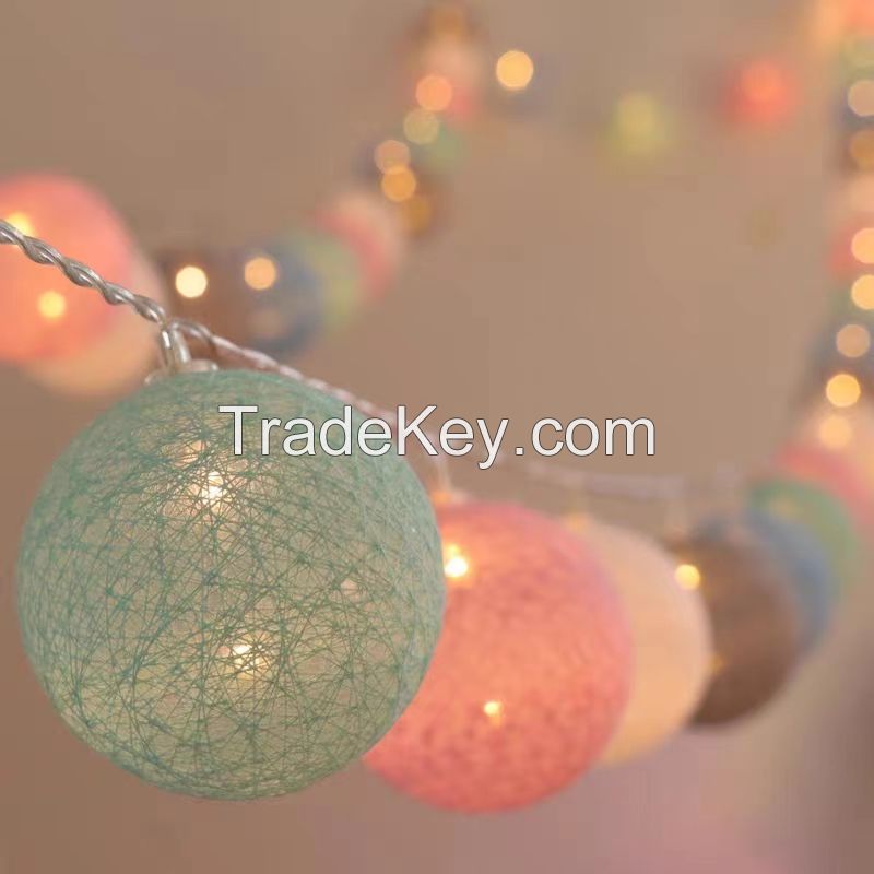 Candy Cotton ball lights string LED lights flashing lights string lights bedroom lighting online celebrity birthday romantic room layout lights.