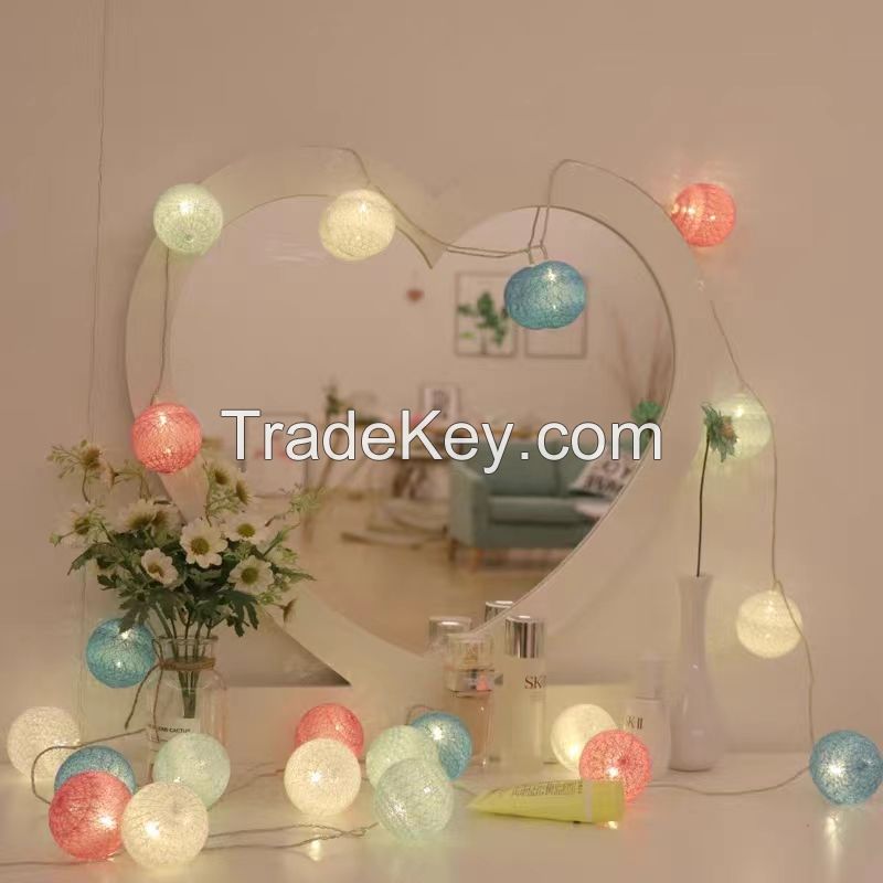 Candy Cotton ball lights string LED lights flashing lights string lights bedroom lighting online celebrity birthday romantic room layout lights.