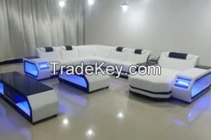 CBMmart Modern Living Room Sofa Set Genuine Leather Sofas with USB Music Speaker