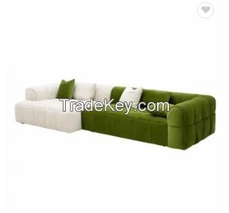 2023 new sofa Strips cream puff sofa American living room three-person color-blocking module sofa