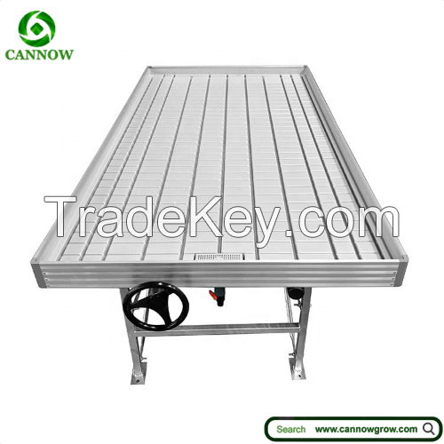 Agriculture 4ft (1.22m) wide flood rolling bench with EBB trays for hydroponic plants